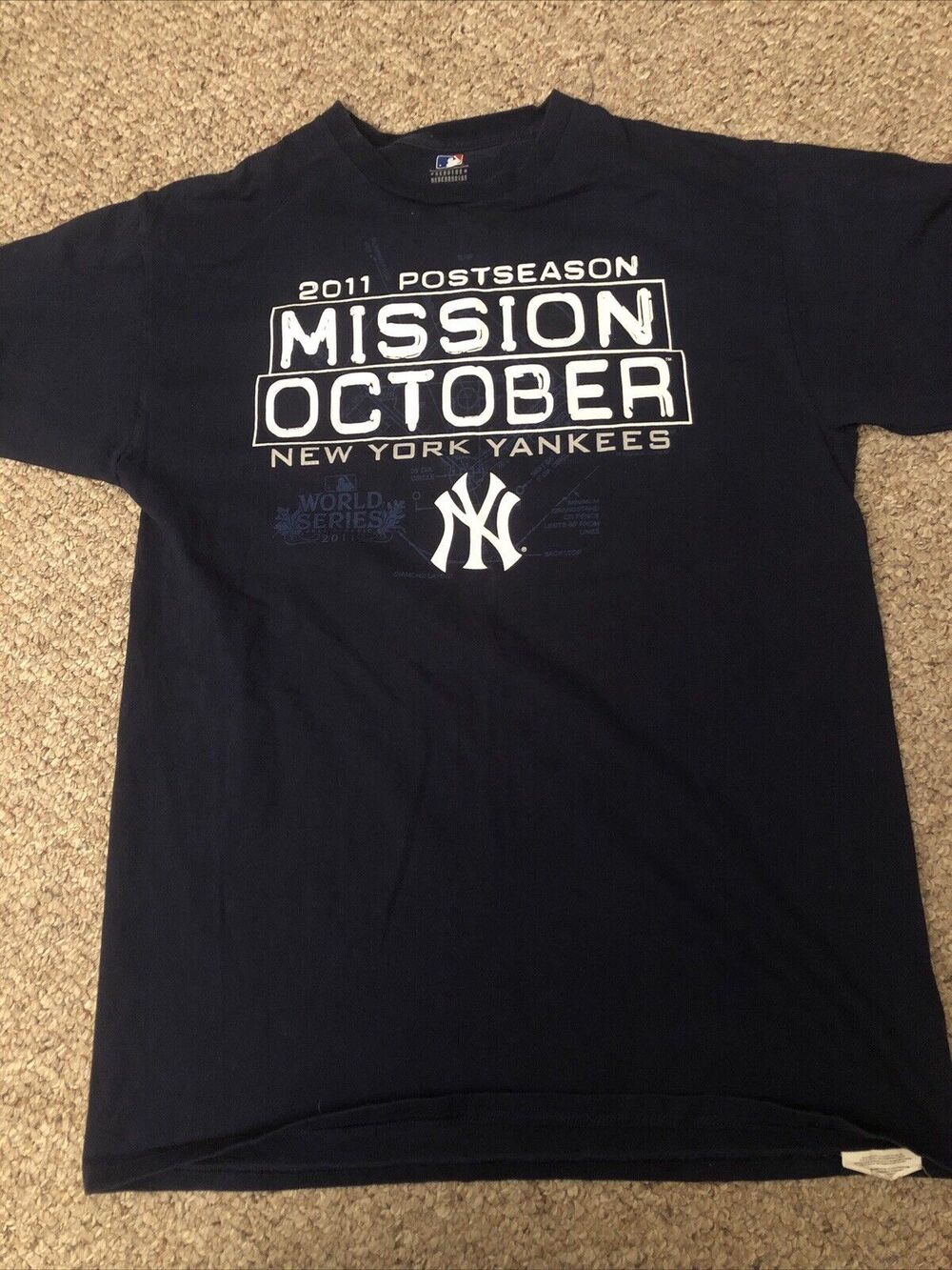 New York Yankees MLB Genuine Men's L 2011 Postseason Mission October Navy Blue T